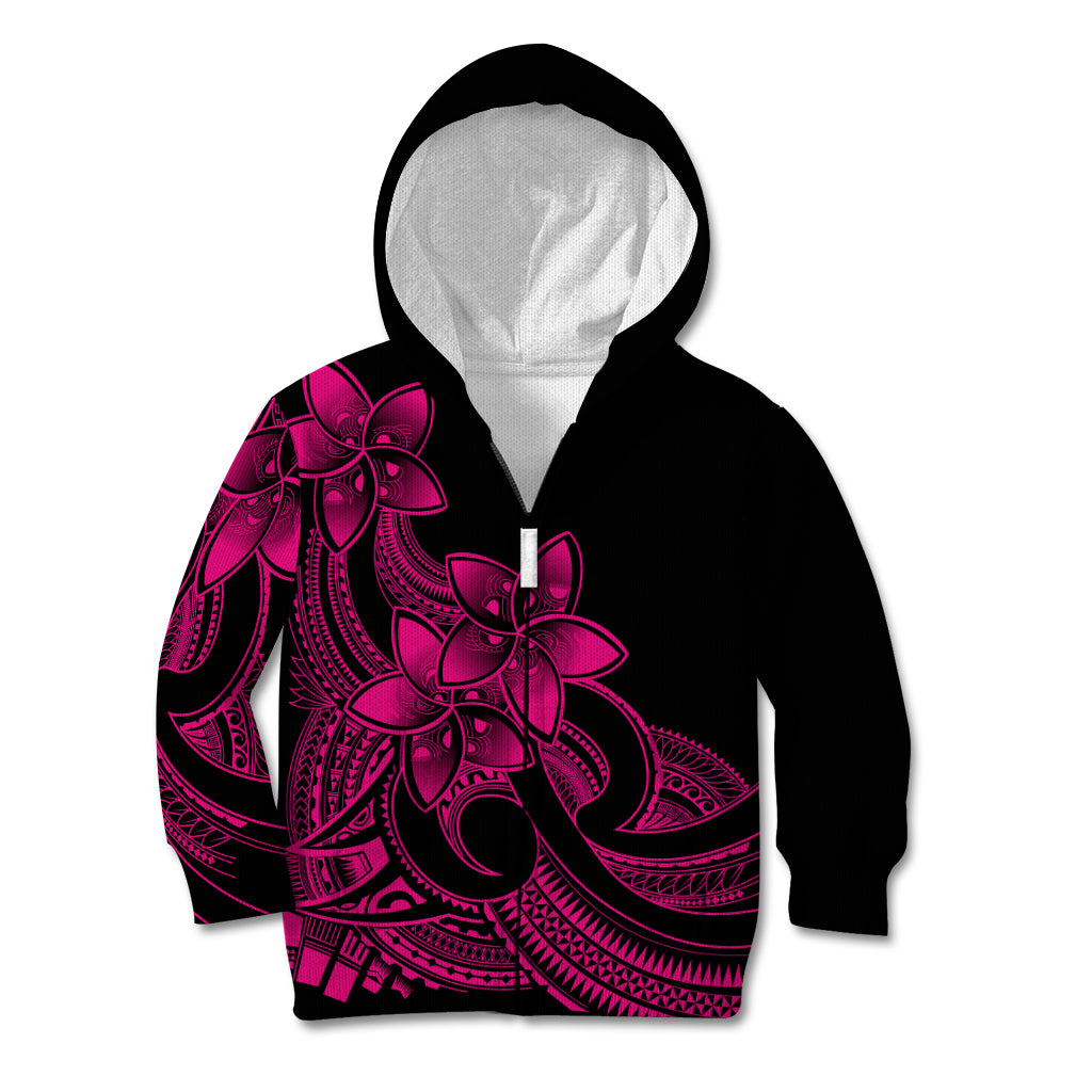 Polynesian Pride Plumeria Flowers Kid Hoodie Polynesian Tribal Pink Vibe - Wonder Print Shop