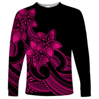 Polynesian Pride Plumeria Flowers Long Sleeve Shirt Polynesian Tribal Pink Vibe - Wonder Print Shop