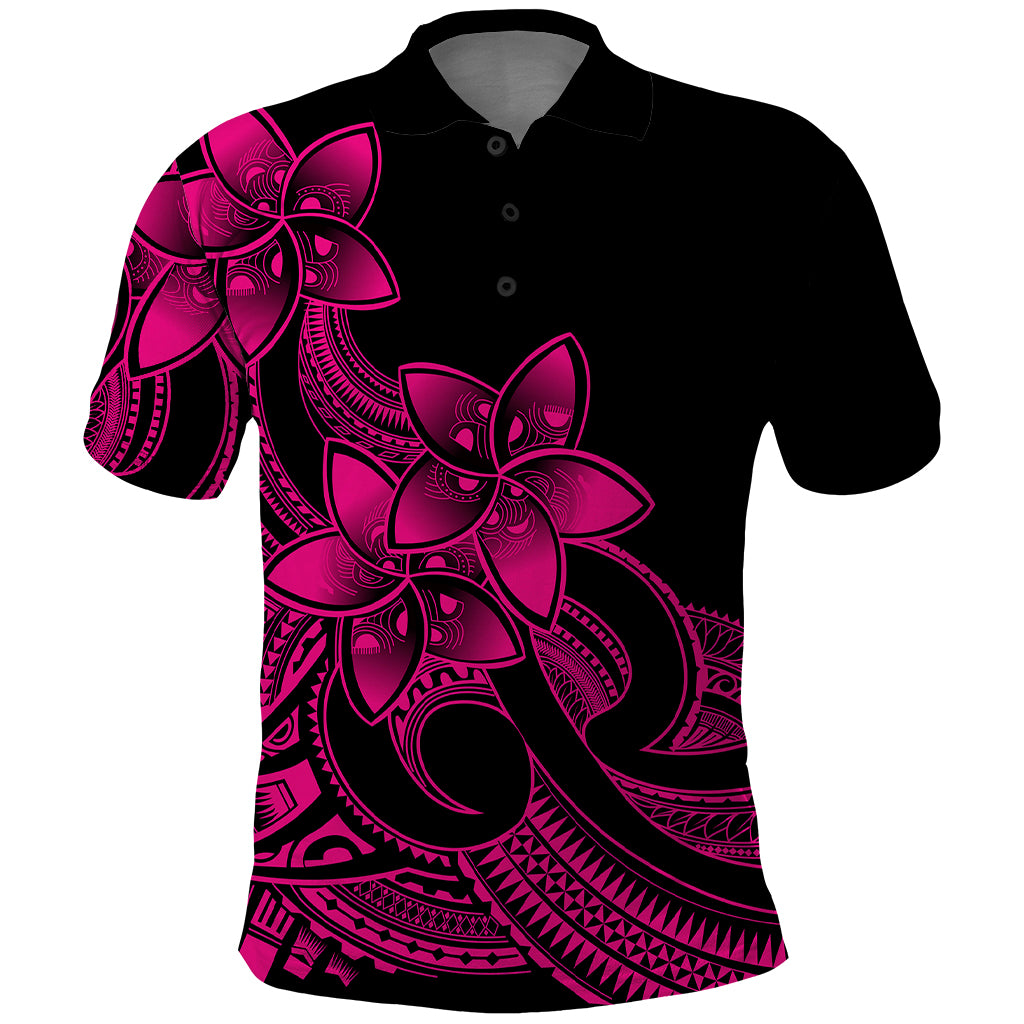 Polynesian Pride Plumeria Flowers Polo Shirt Polynesian Tribal Pink Vibe - Wonder Print Shop