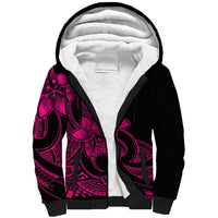 Polynesian Pride Plumeria Flowers Sherpa Hoodie Polynesian Tribal Pink Vibe - Wonder Print Shop
