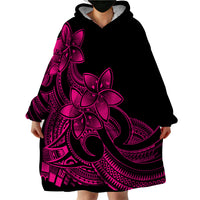Polynesian Pride Plumeria Flowers Wearable Blanket Hoodie Polynesian Tribal Pink Vibe - Wonder Print Shop