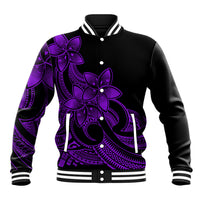 Polynesian Pride Plumeria Flowers Baseball Jacket Polynesian Tribal Purple Vibe LT9 - Wonder Print Shop