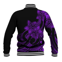Polynesian Pride Plumeria Flowers Baseball Jacket Polynesian Tribal Purple Vibe LT9 - Wonder Print Shop