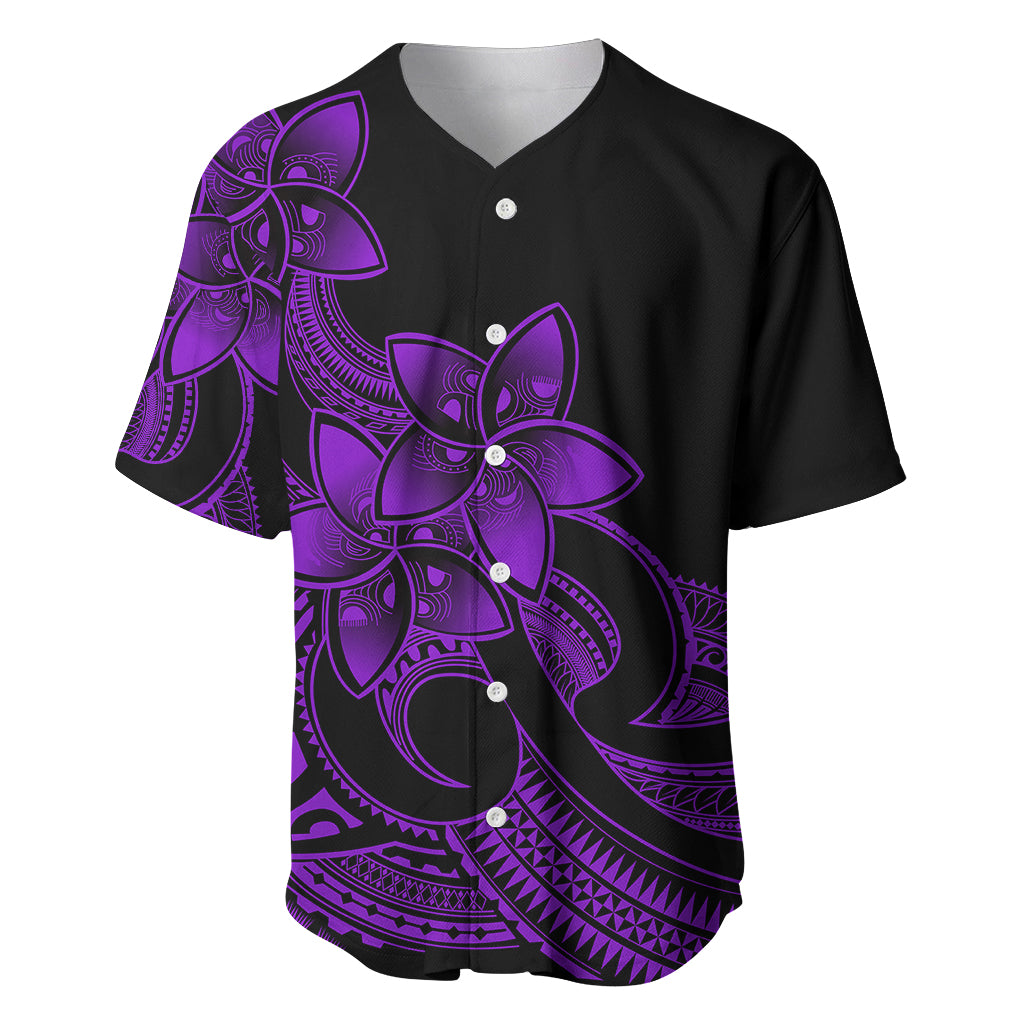 Polynesian Pride Plumeria Flowers Baseball Jersey Polynesian Tribal Purple Vibe LT9 - Wonder Print Shop