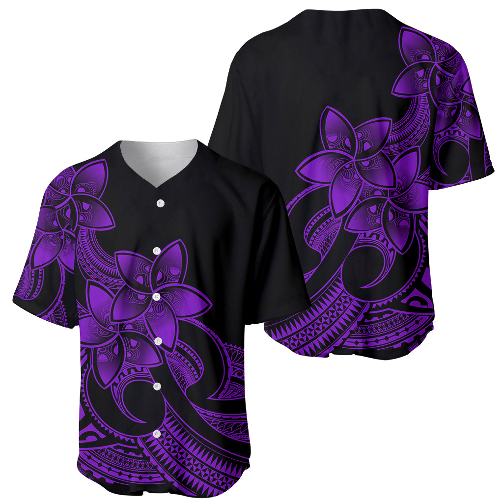 Polynesian Pride Plumeria Flowers Baseball Jersey Polynesian Tribal Purple Vibe LT9 - Wonder Print Shop