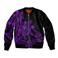 Polynesian Pride Plumeria Flowers Bomber Jacket Polynesian Tribal Purple Vibe LT9 - Wonder Print Shop