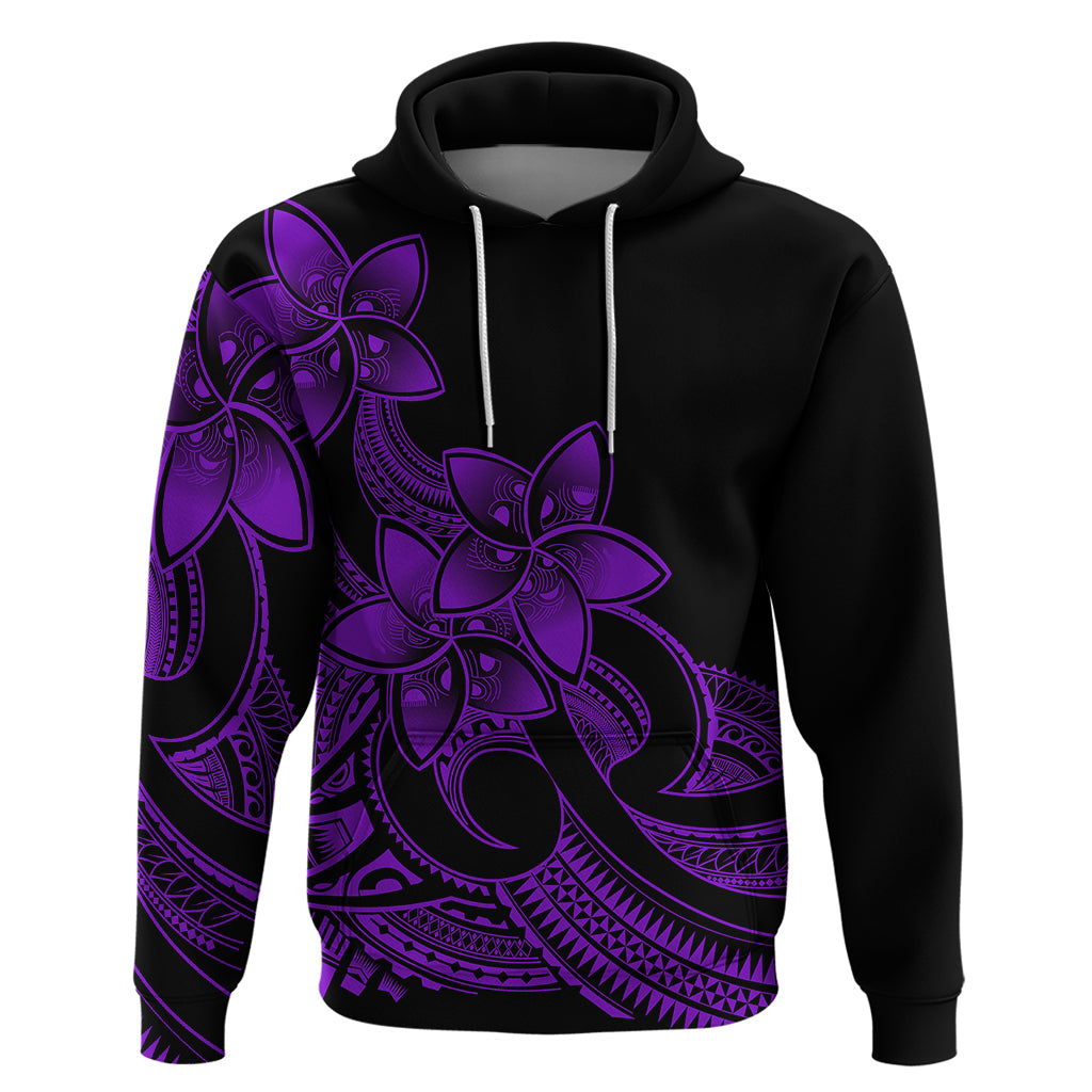 Polynesian Pride Plumeria Flowers Hoodie Polynesian Tribal Purple Vibe - Wonder Print Shop