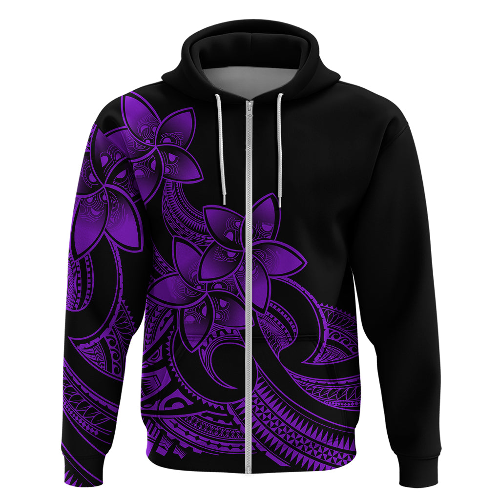 Polynesian Pride Plumeria Flowers Hoodie Polynesian Tribal Purple Vibe - Wonder Print Shop