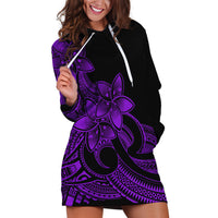 Polynesian Pride Plumeria Flowers Hoodie Dress Polynesian Tribal Purple Vibe - Wonder Print Shop