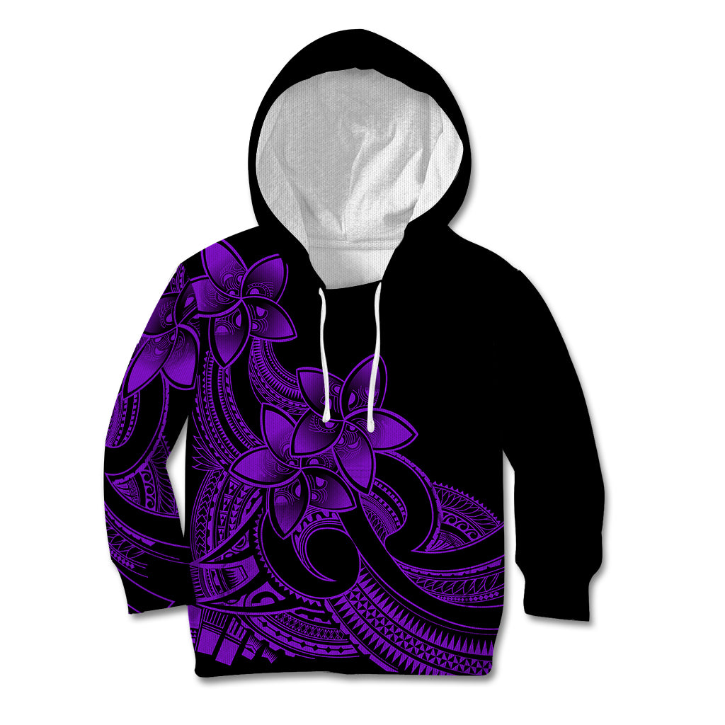 Polynesian Pride Plumeria Flowers Kid Hoodie Polynesian Tribal Purple Vibe - Wonder Print Shop
