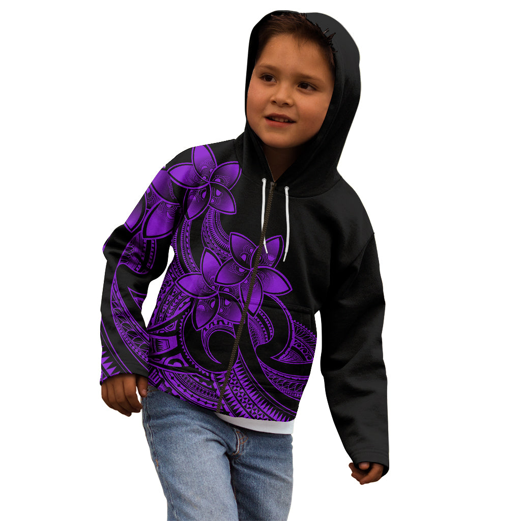Polynesian Pride Plumeria Flowers Kid Hoodie Polynesian Tribal Purple Vibe - Wonder Print Shop