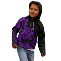 Polynesian Pride Plumeria Flowers Kid Hoodie Polynesian Tribal Purple Vibe - Wonder Print Shop