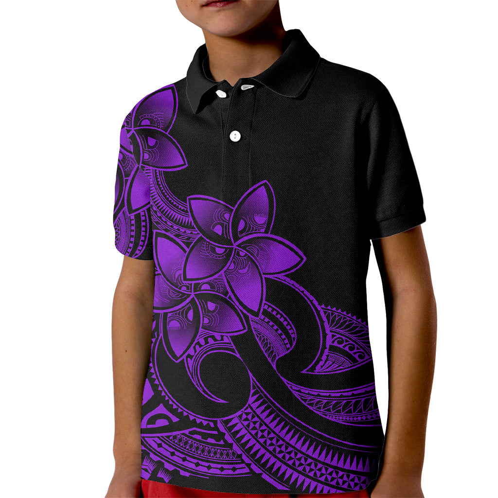 Polynesian Pride Plumeria Flowers Kid Polo Shirt Polynesian Tribal Purple Vibe - Wonder Print Shop