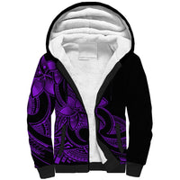 Polynesian Pride Plumeria Flowers Sherpa Hoodie Polynesian Tribal Purple Vibe - Wonder Print Shop