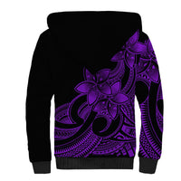 Polynesian Pride Plumeria Flowers Sherpa Hoodie Polynesian Tribal Purple Vibe - Wonder Print Shop