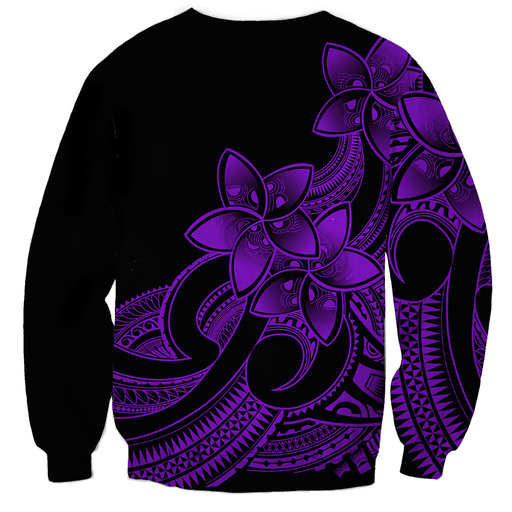 Polynesian Pride Plumeria Flowers Sweatshirt Polynesian Tribal Purple Vibe - Wonder Print Shop