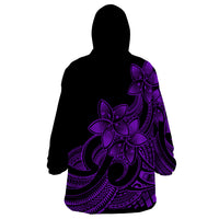 Polynesian Pride Plumeria Flowers Wearable Blanket Hoodie Polynesian Tribal Purple Vibe - Wonder Print Shop