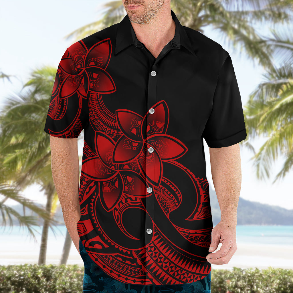Polynesian Pride Plumeria Flowers Hawaiian Shirt Polynesian Tribal Red Vibe - Wonder Print Shop
