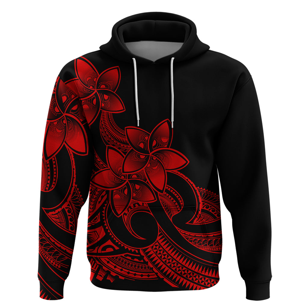 Polynesian Pride Plumeria Flowers Hoodie Polynesian Tribal Red Vibe - Wonder Print Shop