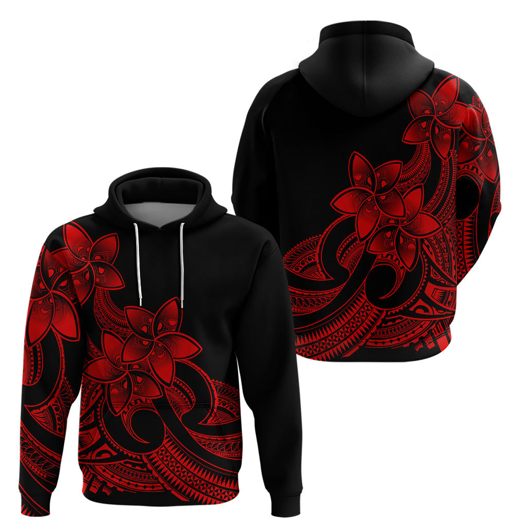 Polynesian Pride Plumeria Flowers Hoodie Polynesian Tribal Red Vibe - Wonder Print Shop