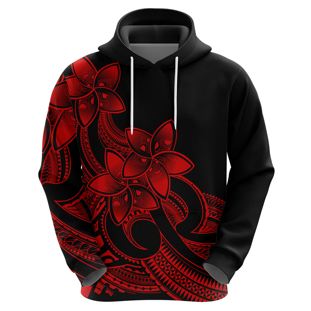 Polynesian Pride Plumeria Flowers Hoodie Polynesian Tribal Red Vibe - Wonder Print Shop