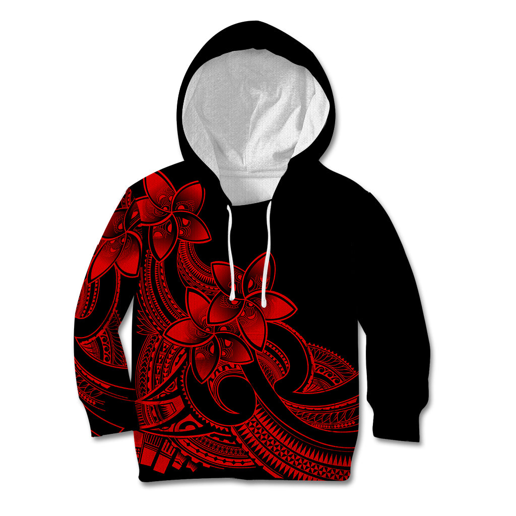 Polynesian Pride Plumeria Flowers Kid Hoodie Polynesian Tribal Red Vibe - Wonder Print Shop