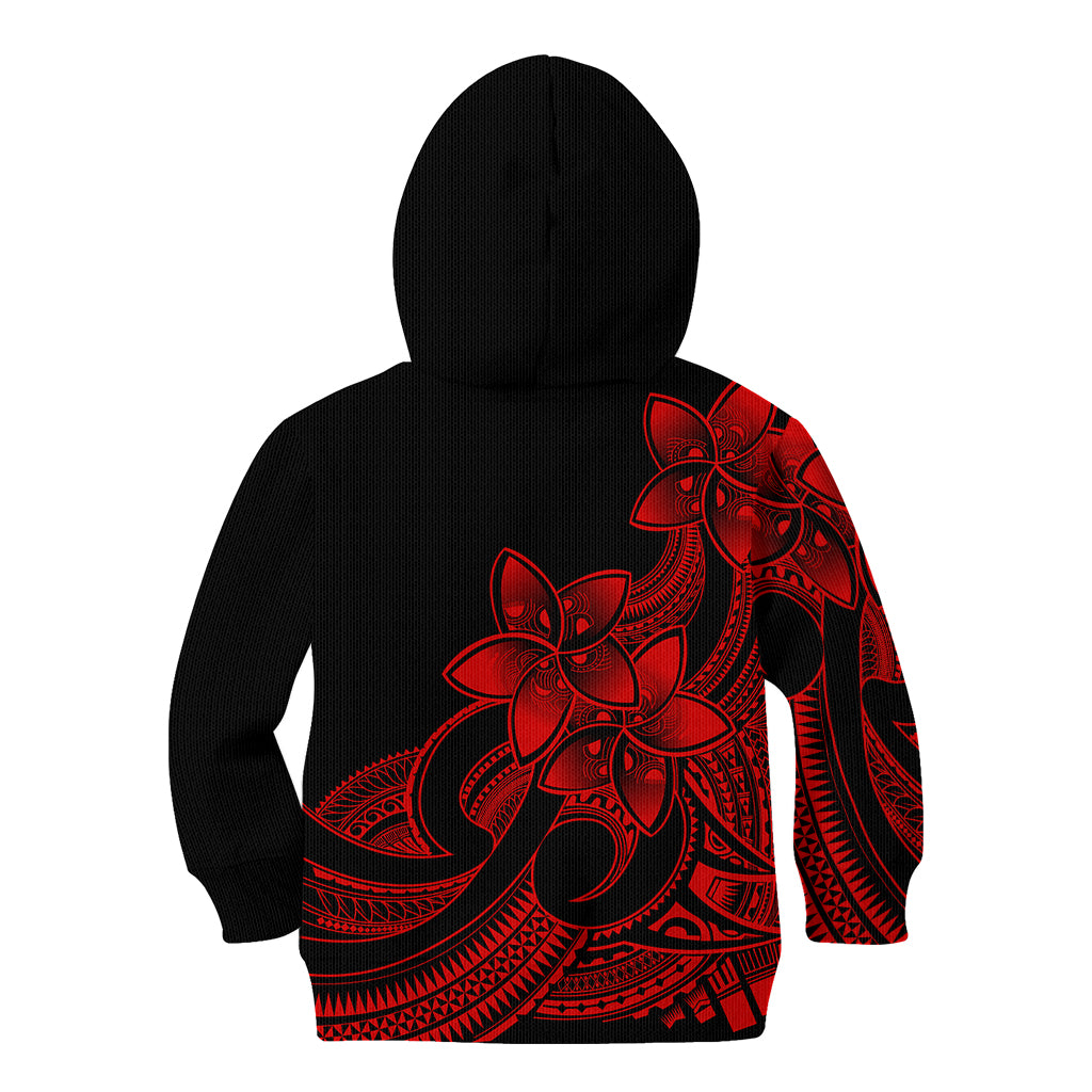 Polynesian Pride Plumeria Flowers Kid Hoodie Polynesian Tribal Red Vibe - Wonder Print Shop