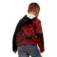 Polynesian Pride Plumeria Flowers Kid Hoodie Polynesian Tribal Red Vibe - Wonder Print Shop