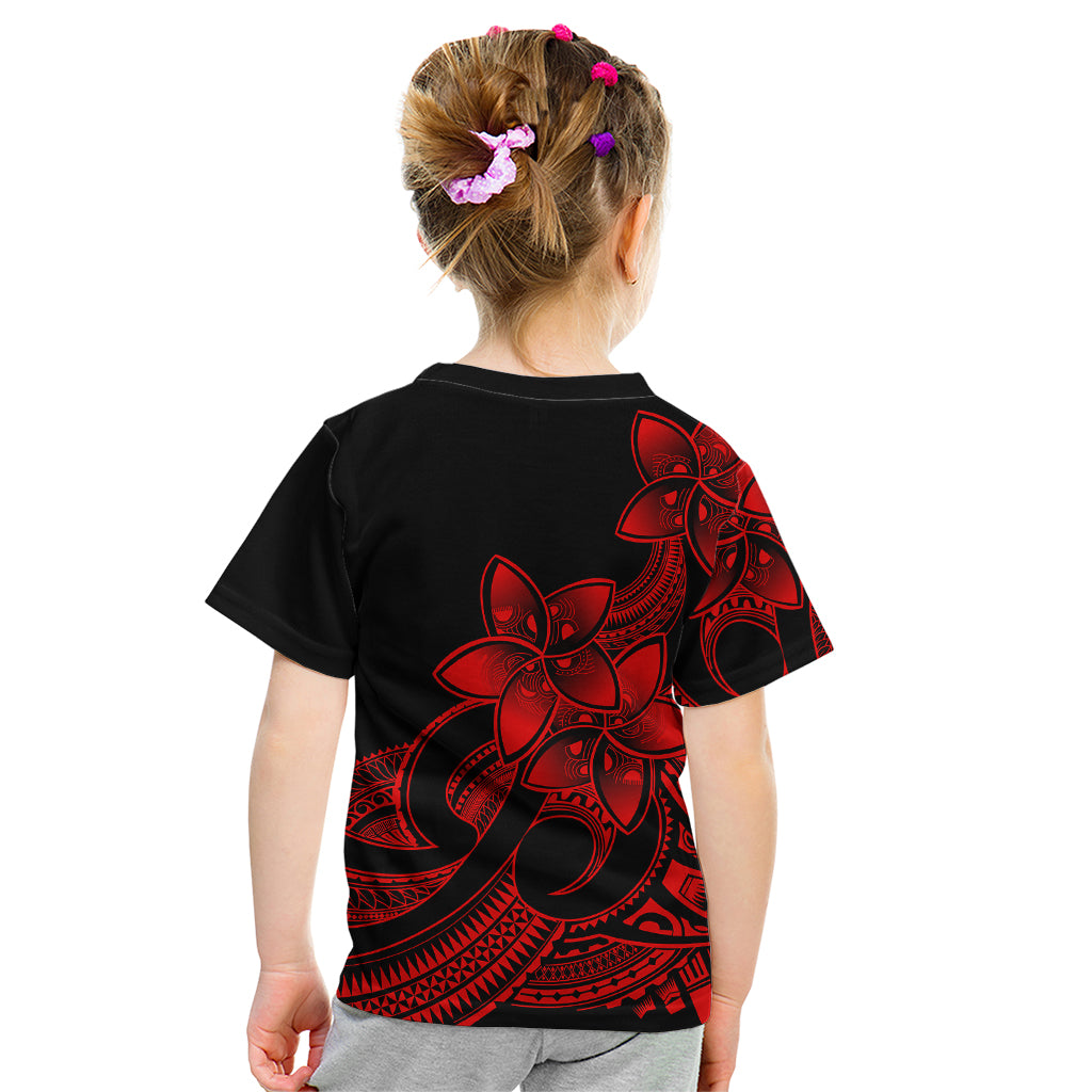 Polynesian Pride Plumeria Flowers Kid T Shirt Polynesian Tribal Red Vibe - Wonder Print Shop