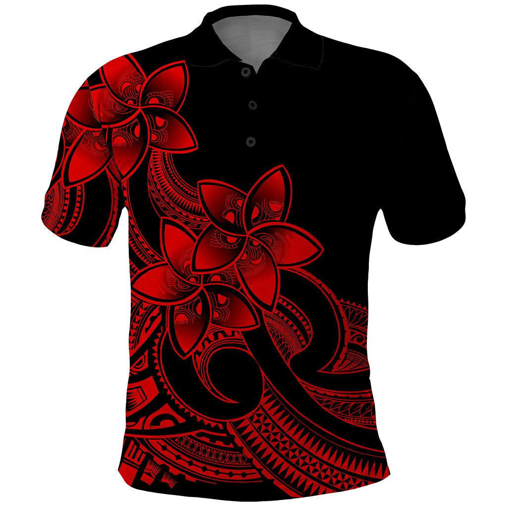 Polynesian Pride Plumeria Flowers Polo Shirt Polynesian Tribal Red Vibe - Wonder Print Shop