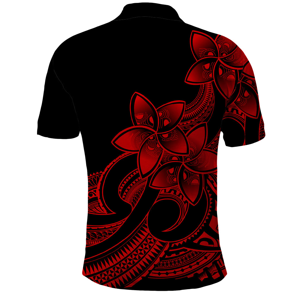Polynesian Pride Plumeria Flowers Polo Shirt Polynesian Tribal Red Vibe - Wonder Print Shop