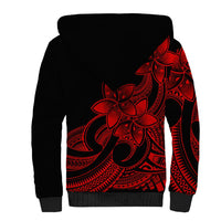 Polynesian Pride Plumeria Flowers Sherpa Hoodie Polynesian Tribal Red Vibe - Wonder Print Shop