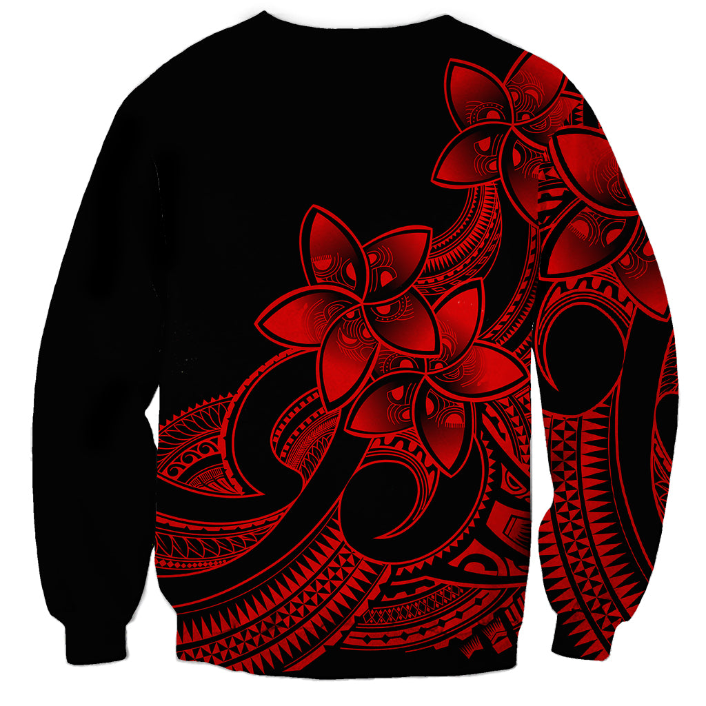 Polynesian Pride Plumeria Flowers Sweatshirt Polynesian Tribal Red Vibe - Wonder Print Shop