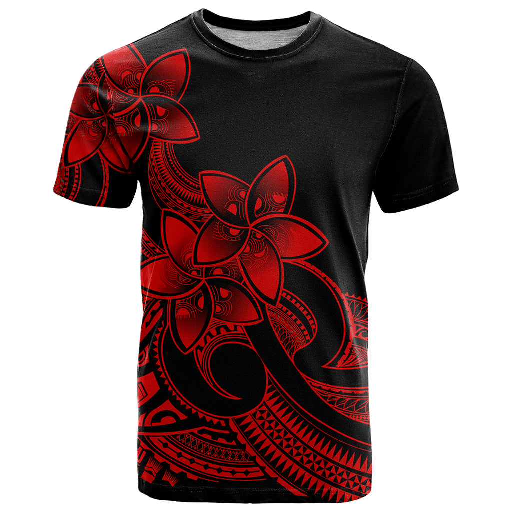Polynesian Pride Plumeria Flowers T Shirt Polynesian Tribal Red Vibe - Wonder Print Shop