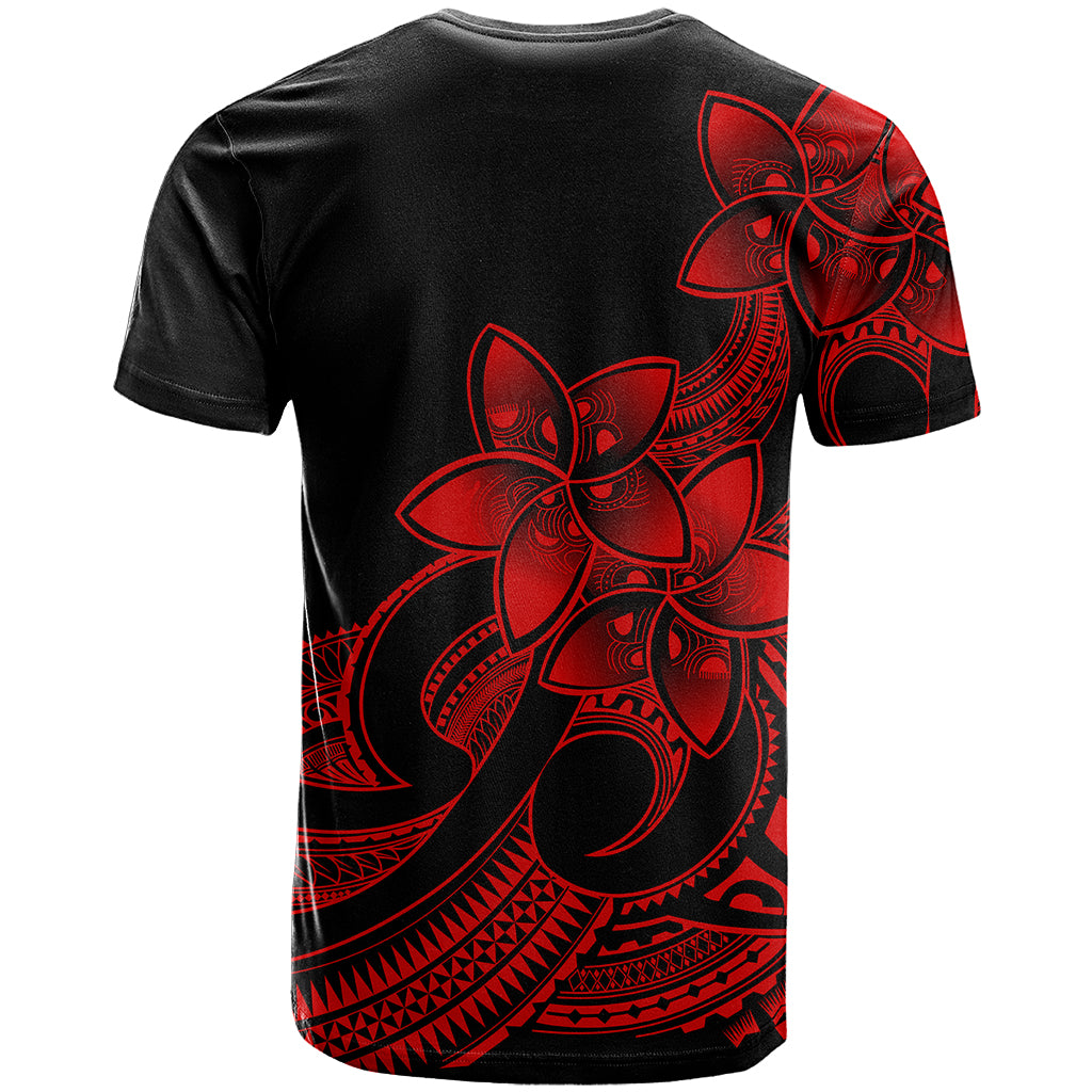 Polynesian Pride Plumeria Flowers T Shirt Polynesian Tribal Red Vibe - Wonder Print Shop
