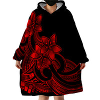 Polynesian Pride Plumeria Flowers Wearable Blanket Hoodie Polynesian Tribal Red Vibe - Wonder Print Shop