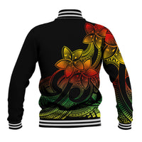 Polynesian Pride Plumeria Flowers Baseball Jacket Polynesian Tribal Reggae Vibe LT9 - Wonder Print Shop