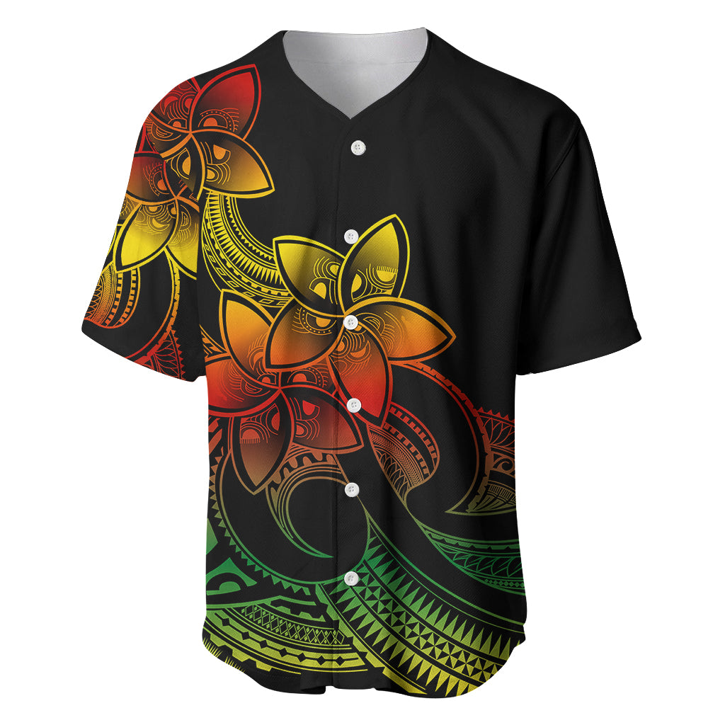 Polynesian Pride Plumeria Flowers Baseball Jersey Polynesian Tribal Reggae Vibe LT9 - Wonder Print Shop