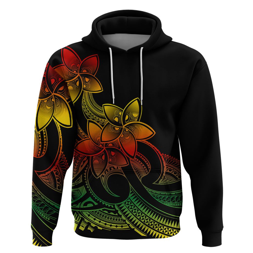 Polynesian Pride Plumeria Flowers Hoodie Polynesian Tribal Reggae Vibe - Wonder Print Shop