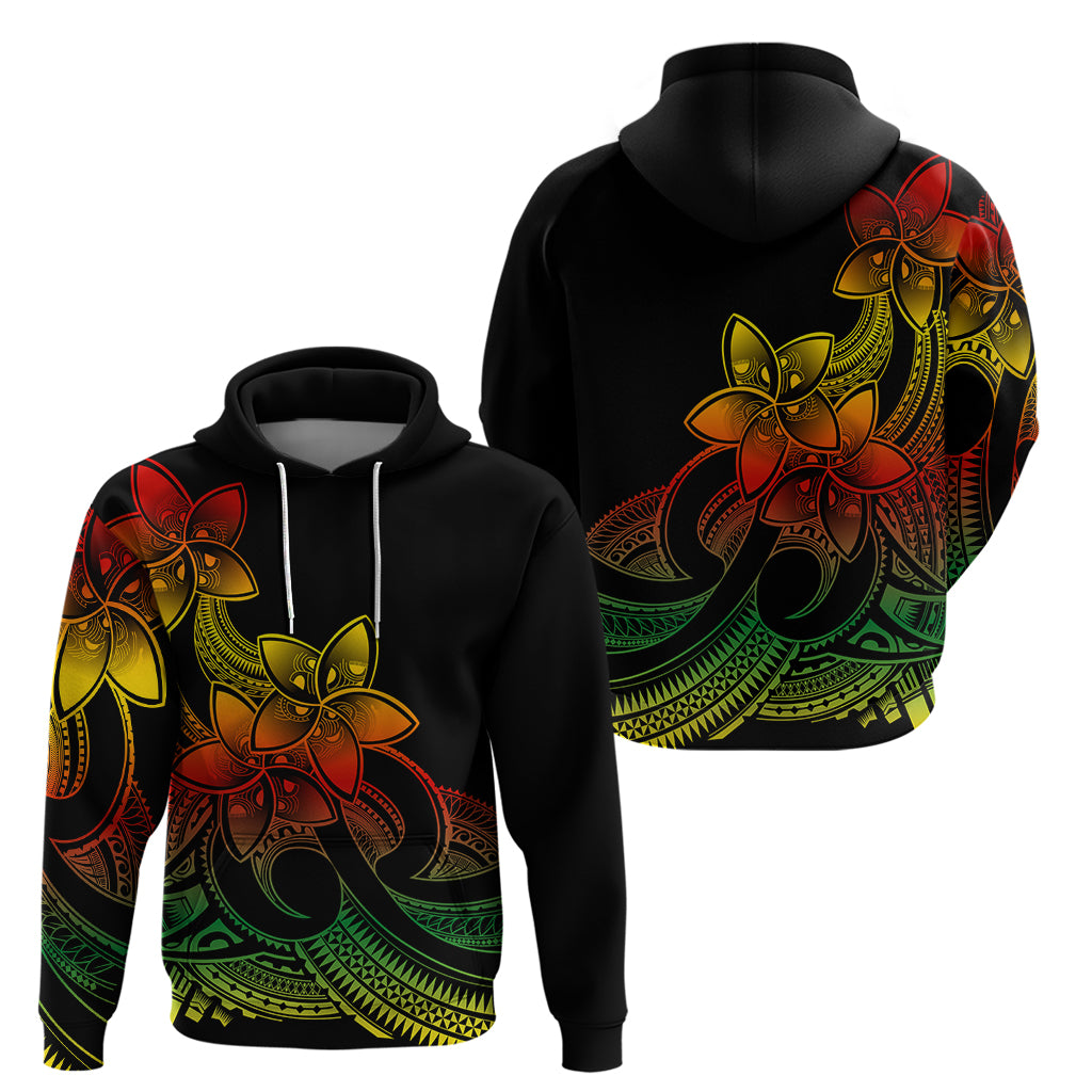 Polynesian Pride Plumeria Flowers Hoodie Polynesian Tribal Reggae Vibe - Wonder Print Shop