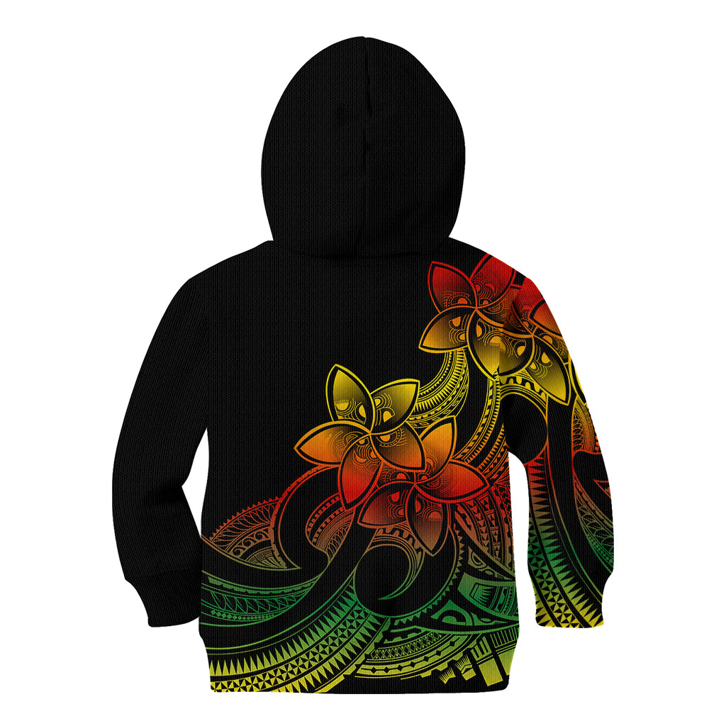 Polynesian Pride Plumeria Flowers Kid Hoodie Polynesian Tribal Reggae Vibe - Wonder Print Shop