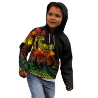 Polynesian Pride Plumeria Flowers Kid Hoodie Polynesian Tribal Reggae Vibe - Wonder Print Shop