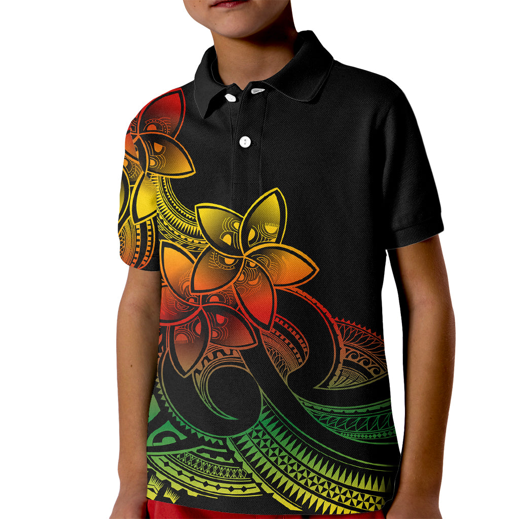 Polynesian Pride Plumeria Flowers Kid Polo Shirt Polynesian Tribal Reggae Vibe - Wonder Print Shop