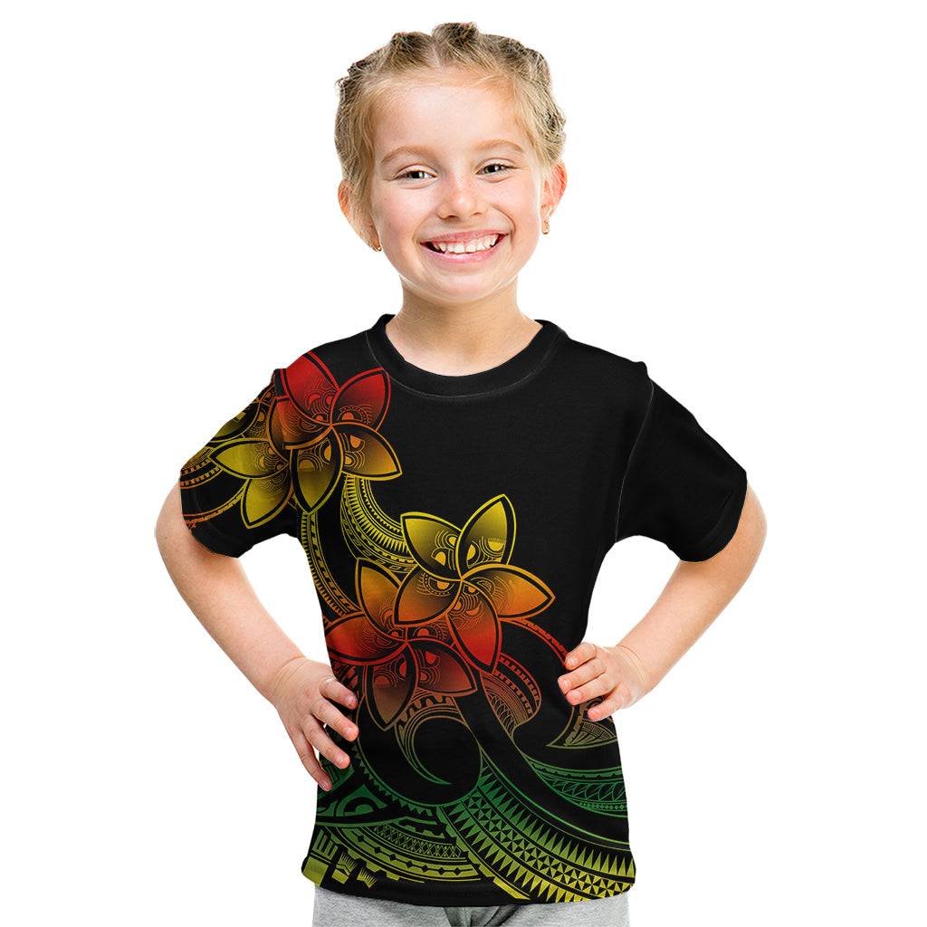 Polynesian Pride Plumeria Flowers Kid T Shirt Polynesian Tribal Reggae Vibe - Wonder Print Shop