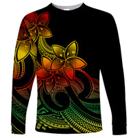 Polynesian Pride Plumeria Flowers Long Sleeve Shirt Polynesian Tribal Reggae Vibe - Wonder Print Shop