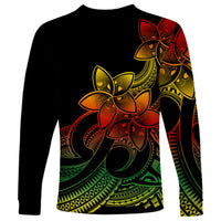 Polynesian Pride Plumeria Flowers Long Sleeve Shirt Polynesian Tribal Reggae Vibe - Wonder Print Shop