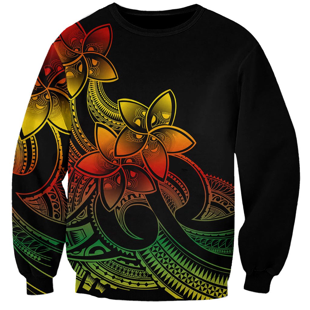 Polynesian Pride Plumeria Flowers Sweatshirt Polynesian Tribal Reggae Vibe - Wonder Print Shop