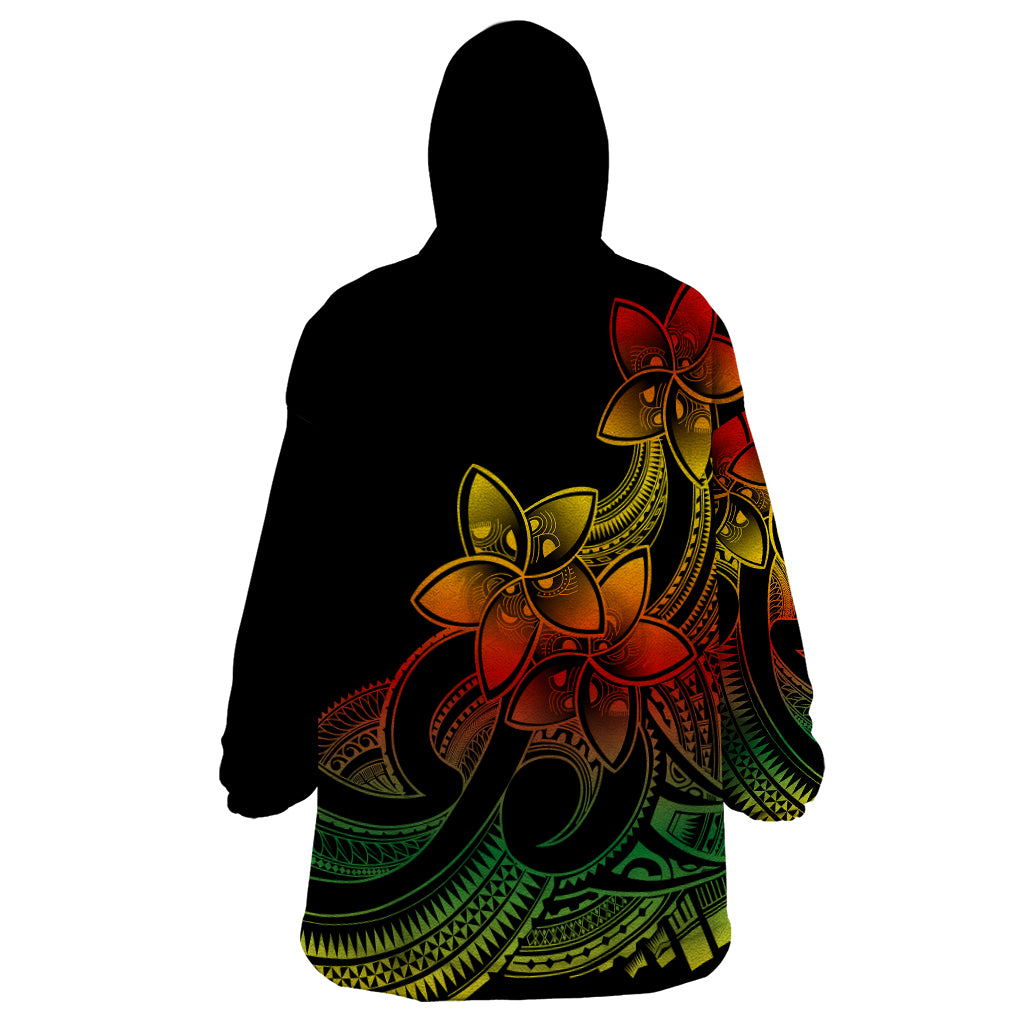 Polynesian Pride Plumeria Flowers Wearable Blanket Hoodie Polynesian Tribal Reggae Vibe - Wonder Print Shop