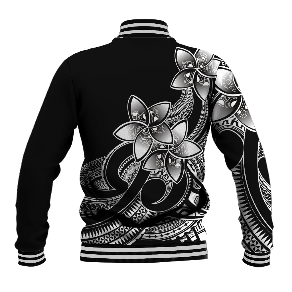 Polynesian Pride Plumeria Flowers Baseball Jacket Polynesian Tribal White Vibe LT9 - Wonder Print Shop