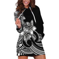 Polynesian Pride Plumeria Flowers Hoodie Dress Polynesian Tribal White Vibe - Wonder Print Shop